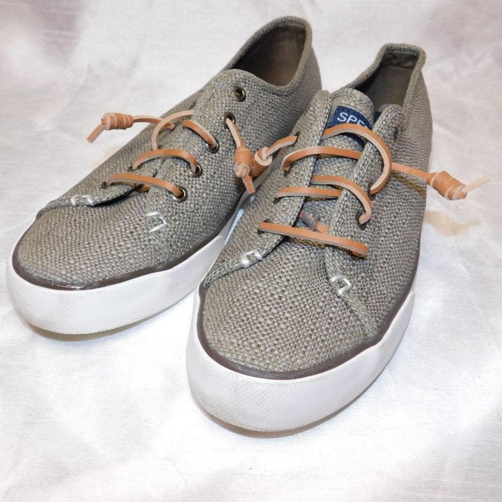 Sperry Top Sider Green Weave Size 9.5M